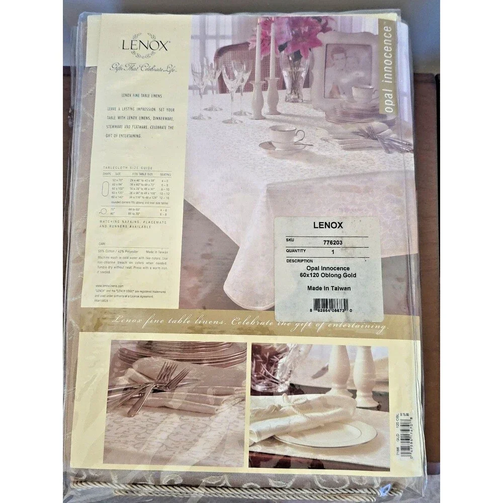 LENOX OPAL INNOCENCE 60”X 102” TABLECLOTH NEW